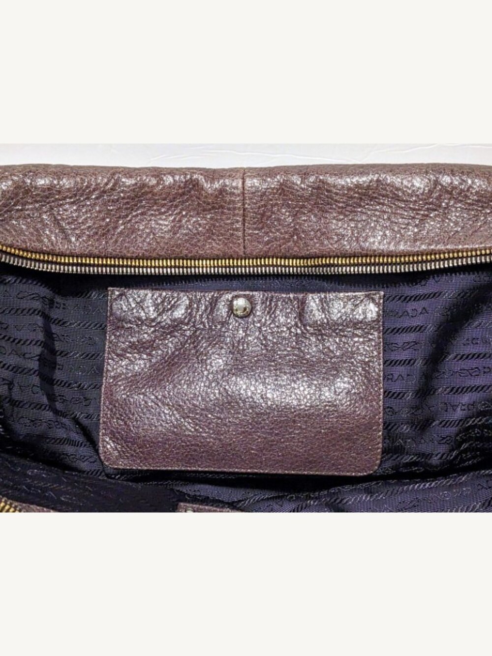 Prada Milano Bowler Sparkling Dark Mauve Leather Locket Zippered Handbag Luck - Picture 8 of 10